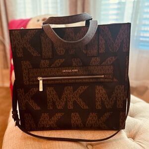 Michael Kors Black and Brown Tote Bag
